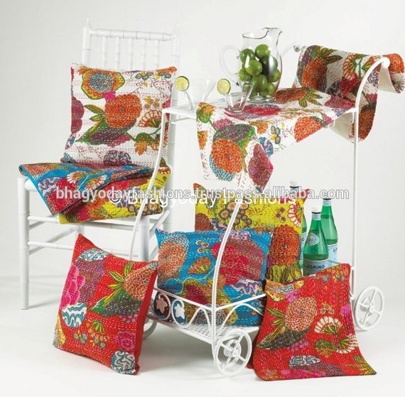 インド カン タ綿クッション カバー手作り の花装飾枕ケース ロット 50 ピース-枕問屋・仕入れ・卸・卸売り