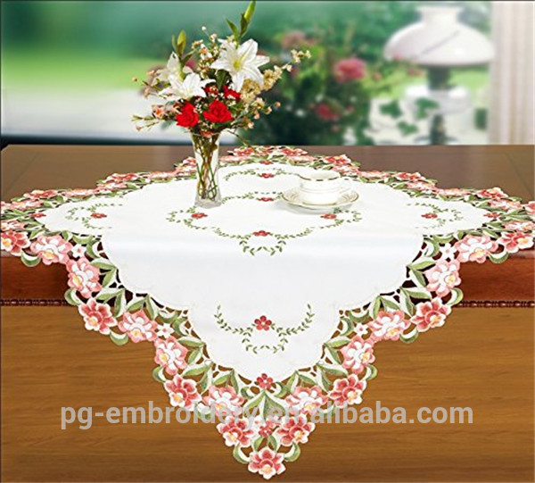 ポリエステルテーブルクロス刺繍入り花カットワークフローラルtabletopper-テーブルクロス問屋・仕入れ・卸・卸売り