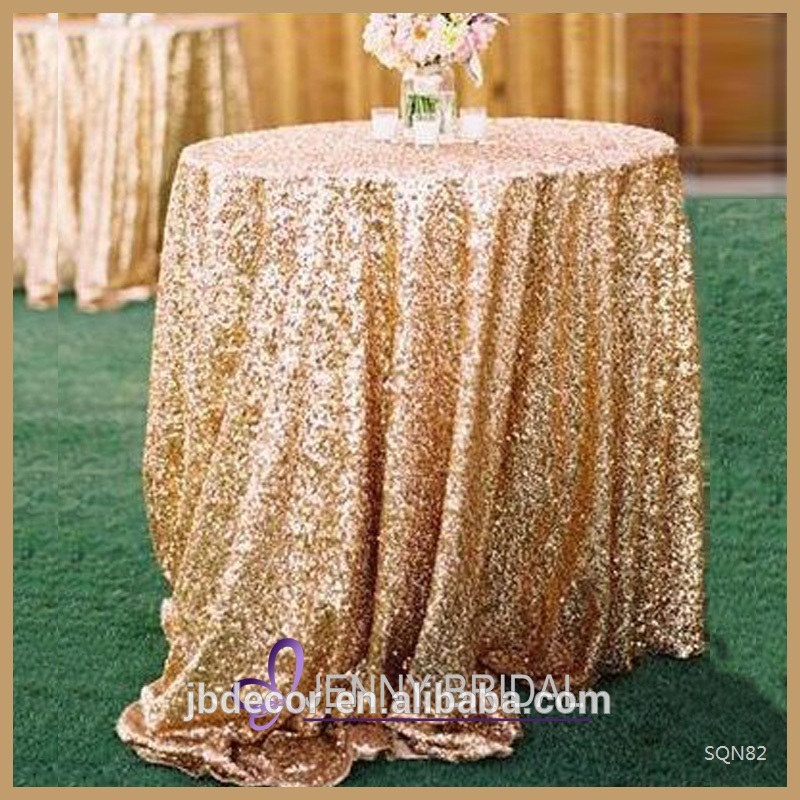 色の結婚式の装飾sqn82シャンパンゴールドメタリックスパンコールテーブルオーバーレイ-テーブルクロス問屋・仕入れ・卸・卸売り