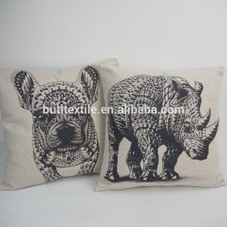 かわいい装飾的な動物の枕を投げるデジタル印刷されたリネン付/綿ファブリック-枕問屋・仕入れ・卸・卸売り