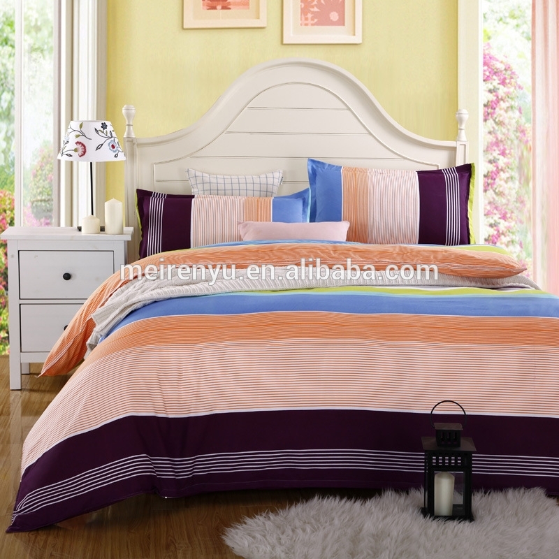卸売熱い販売のプレーンなデザイン綿100％カラフルストライプ虹ゴージャスな快適なソフトの高級寝具セット布団カバー-寝具セット問屋・仕入れ・卸・卸売り