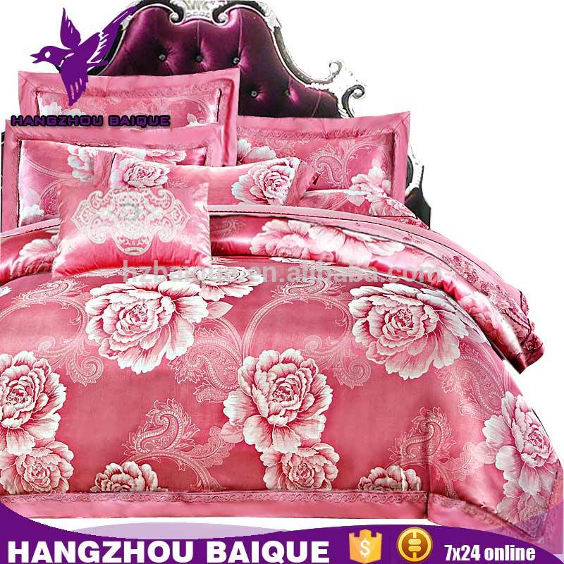 ピンクの花ジャカード牡丹来るホーム寝具-寝具セット問屋・仕入れ・卸・卸売り