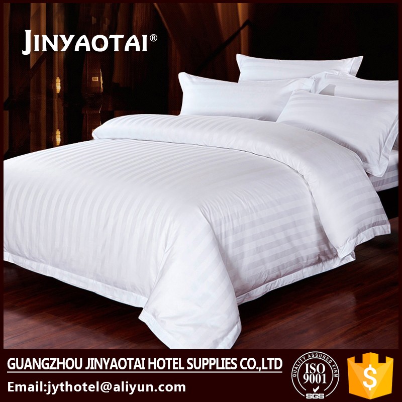 100%綿ホテルストリップ寝具リネン/ホテルのベッドシート工場で広州-寝具セット問屋・仕入れ・卸・卸売り