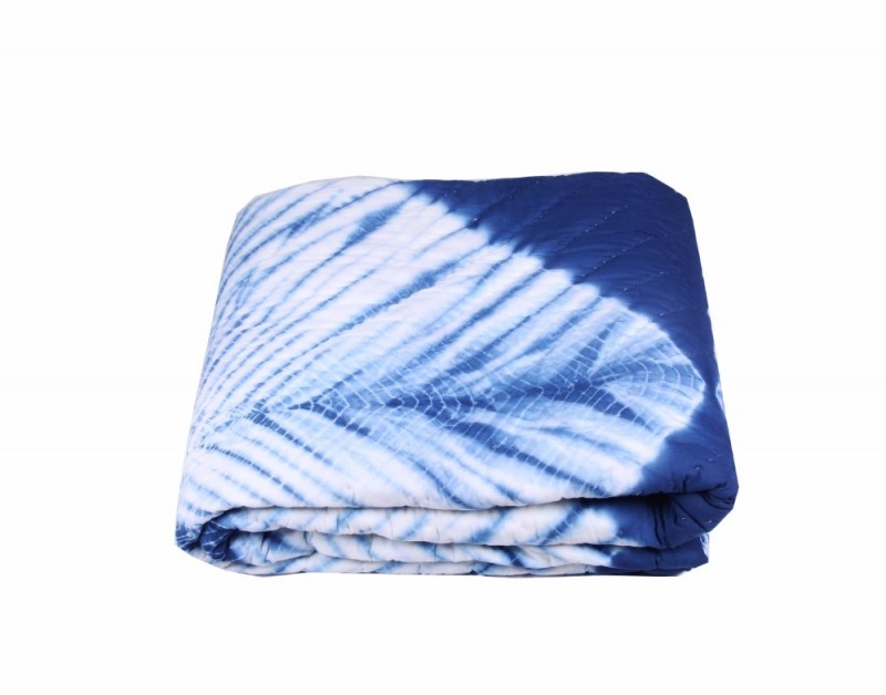 ハンドメイドjaipuri razai shibori印刷藍カラー綿充填キルト90 × 108"-毛布問屋・仕入れ・卸・卸売り