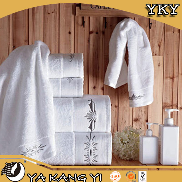 高級100%コットンホワイトカラー刺繍/ジャカードホテル風呂タオルsoftextileセット-タオル問屋・仕入れ・卸・卸売り