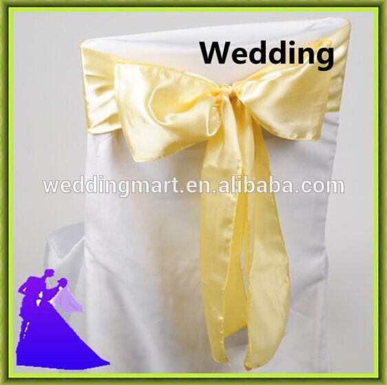 黄色のサテンの椅子カバーサッシ結婚式のための、 宴会、 パーティなど-サッシュ問屋・仕入れ・卸・卸売り