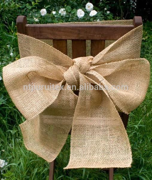 100％天然黄麻布hessian椅子サッシ椅子のリボンのための素朴な結婚式-サッシュ問屋・仕入れ・卸・卸売り