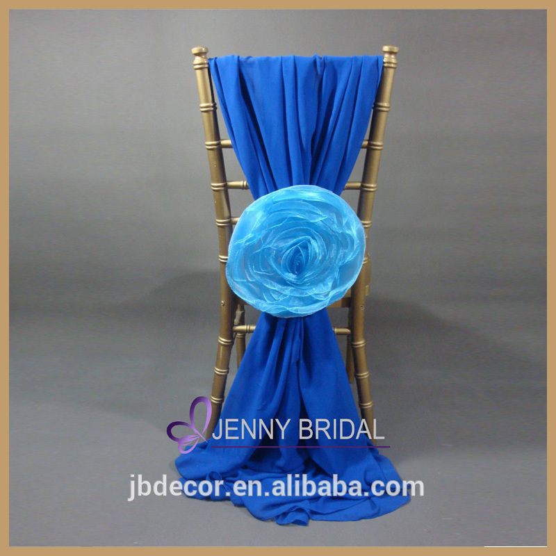 エレガントな青色のc214a付きオーガンザの花のシフォン椅子のサッシをカバー-サッシュ問屋・仕入れ・卸・卸売り