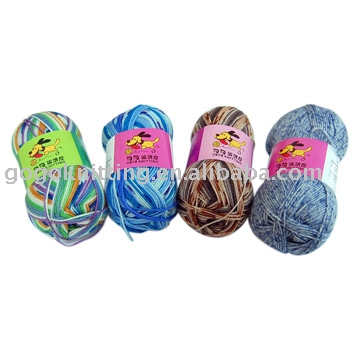 ウール100％mericerized靴下糸の手が編み糸糸-霜降り糸問屋・仕入れ・卸・卸売り