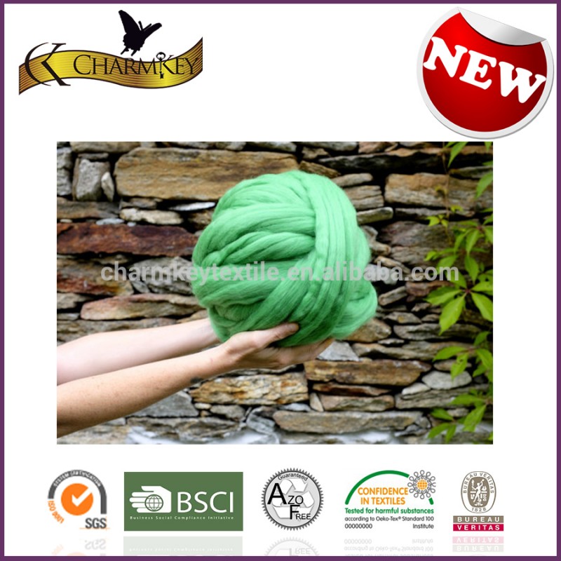 21〜23ミクロンメリノウール用糸ハンドニットで新鮮な緑の厚い毛布-毛糸問屋・仕入れ・卸・卸売り