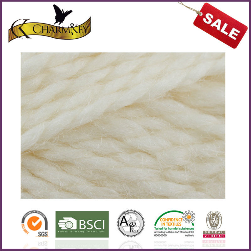 純白の分厚いウールバルク手編糸用糸の手はスカーフを編む卸売スカーフ-毛糸問屋・仕入れ・卸・卸売り