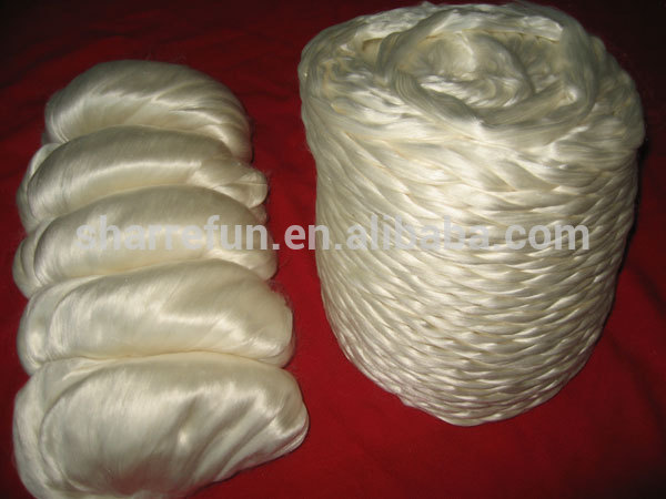 生糸の繊維トップス白-シルク繊維問屋・仕入れ・卸・卸売り