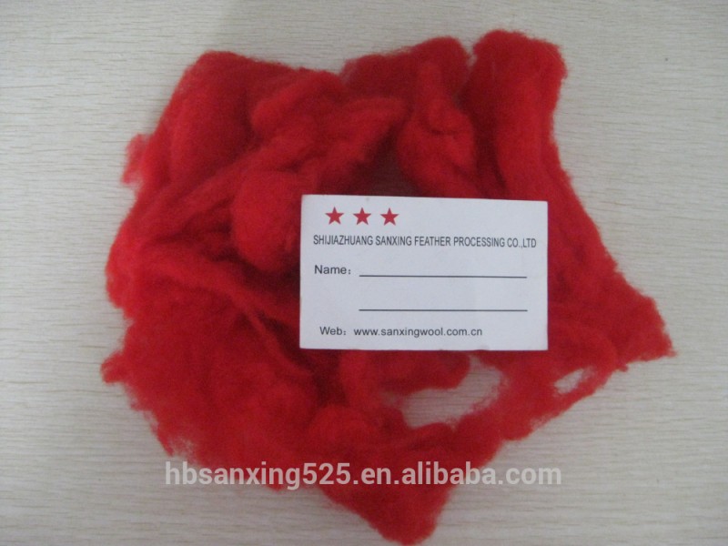 染め赤い羊ウール20.5 & 40〜50ミリメートル、hanmade carftと糸を使用-ウール繊維問屋・仕入れ・卸・卸売り