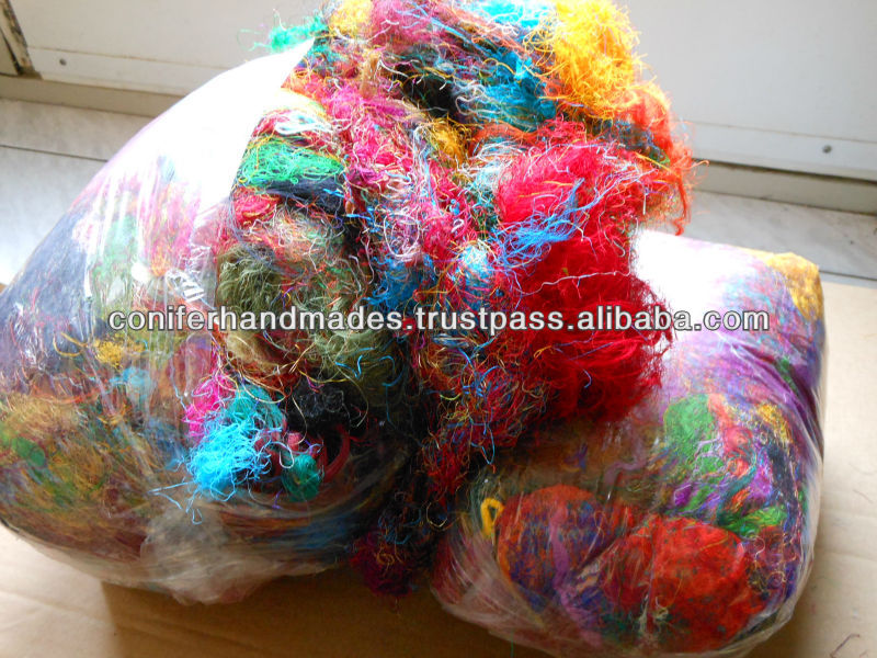 Multicolorsのサリーの絹無駄-紡織ウエイスト問屋・仕入れ・卸・卸売り