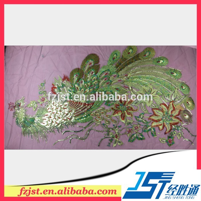 中国スタイルの孔雀パターン刺繍オーガンザの生地のバッグが-防水生地問屋・仕入れ・卸・卸売り