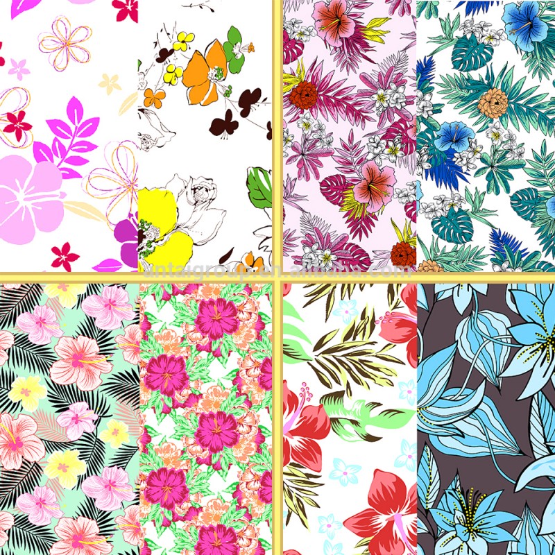 熱帯植物と花のデザインの絵のファブリック/ファブリック花のドレスを印刷した-ニット生地問屋・仕入れ・卸・卸売り