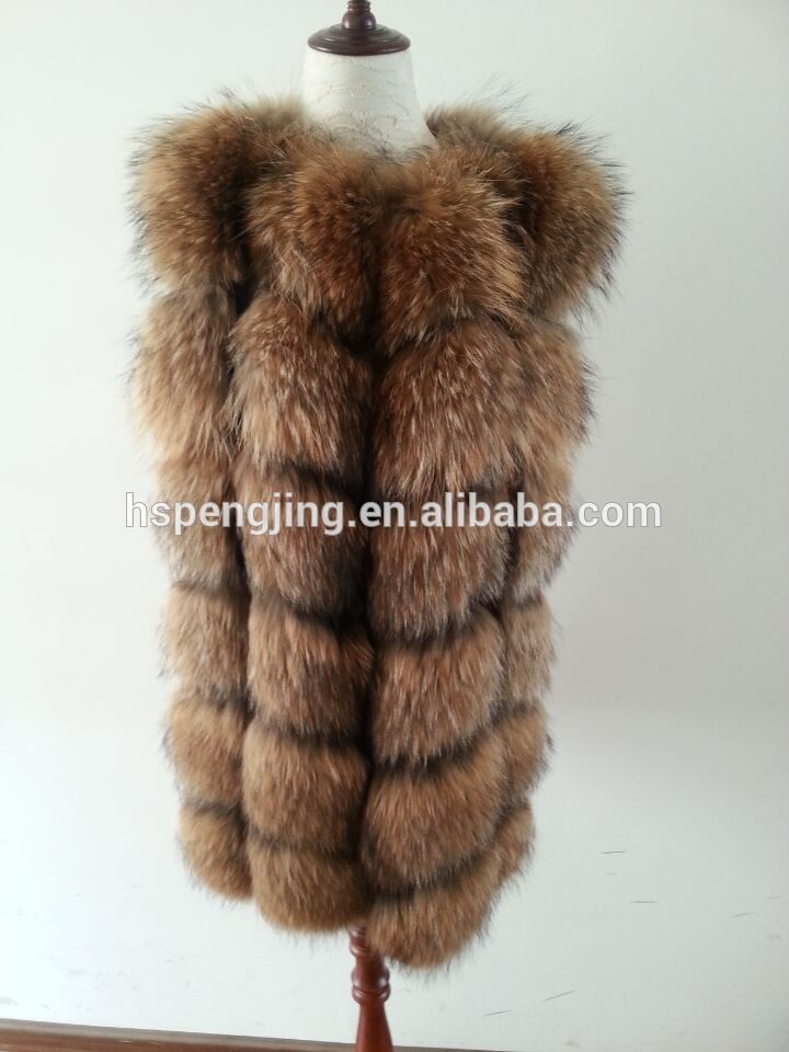 2016ホット販売最新スタイル本物のアライグマの毛皮のベスト-毛皮問屋・仕入れ・卸・卸売り