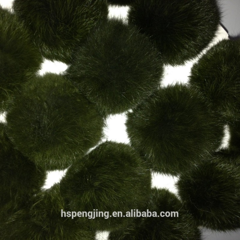 濃い緑色のfahion中国9cm100％の本物のラビットファーボール帽子用-毛皮問屋・仕入れ・卸・卸売り