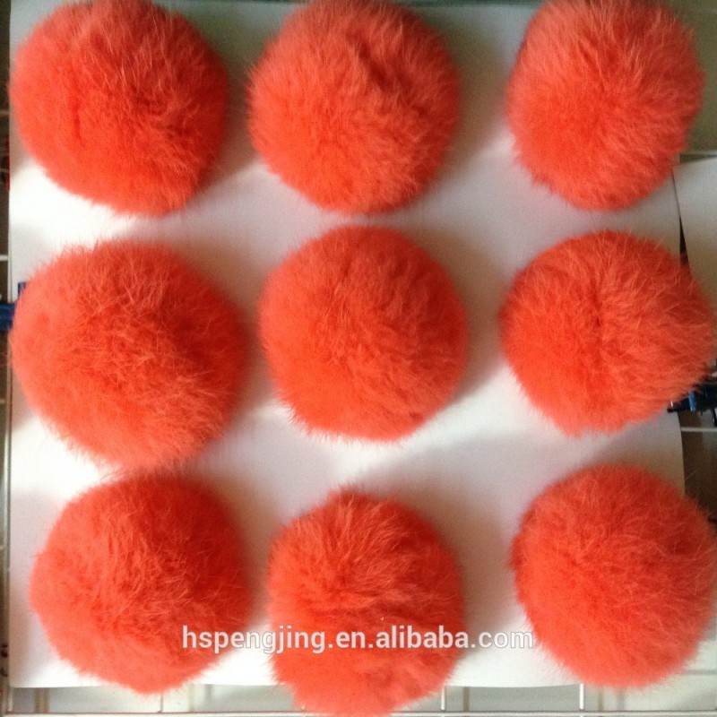 オレンジ色のウサギの毛皮のボールのウサギの毛皮ポンポンまみれ2015年にホットファッションキーチェーン用-毛皮問屋・仕入れ・卸・卸売り