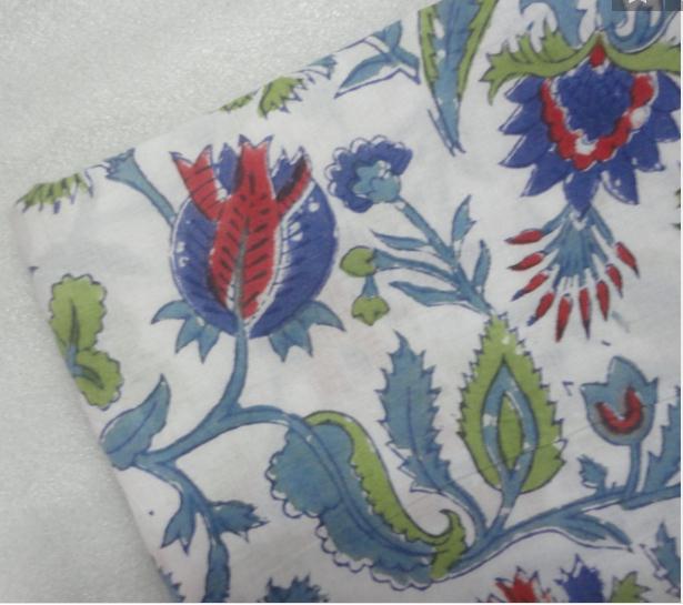 ブルー色の花デザインプリントコットン生地-織布問屋・仕入れ・卸・卸売り