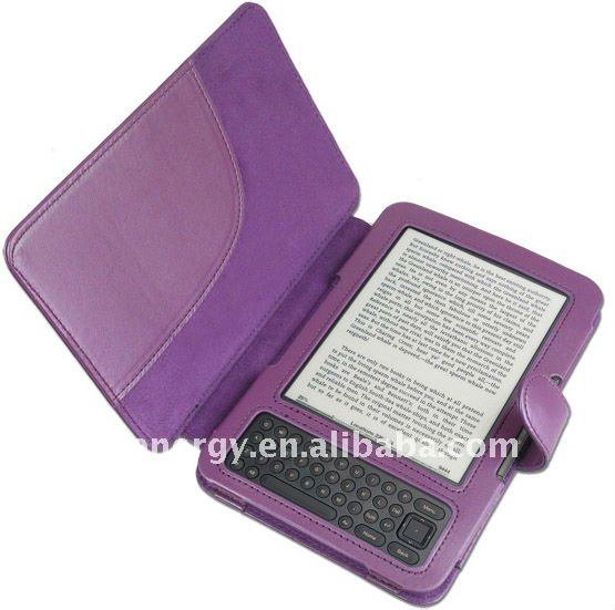 kindle3 (側面開けなさい)、MOQのための紫色の革箱: 300pcsは卸し売りする-皮革製品問屋・仕入れ・卸・卸売り