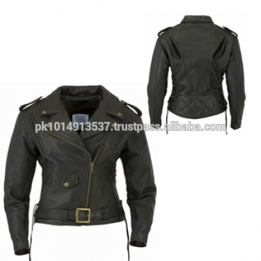 BPJ-501フラップ女性革オートバイのジャケット-皮革製品問屋・仕入れ・卸・卸売り