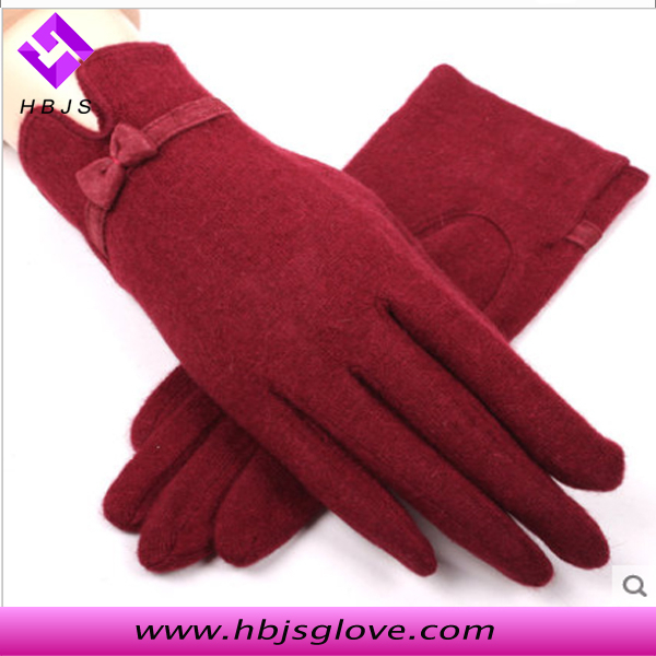 女性の赤冬のウールの手袋-皮革製品問屋・仕入れ・卸・卸売り