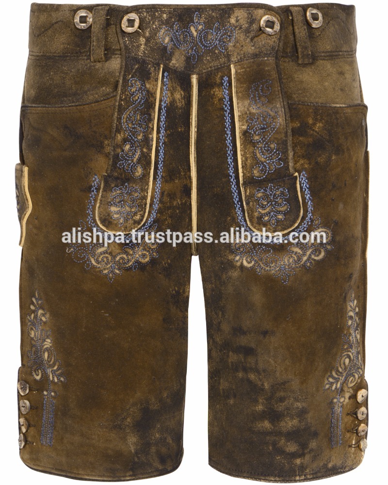 ヘレンtrachten lederhose bundhoseクルツmit tragern aus rindvelourslederでhellbraun-皮革製品問屋・仕入れ・卸・卸売り