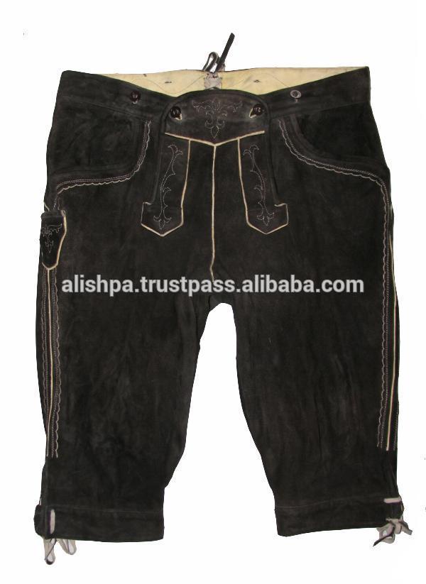 Trachten-kniebund-lederhose/trachtenhoseでブラウンのgrau-皮革製品問屋・仕入れ・卸・卸売り