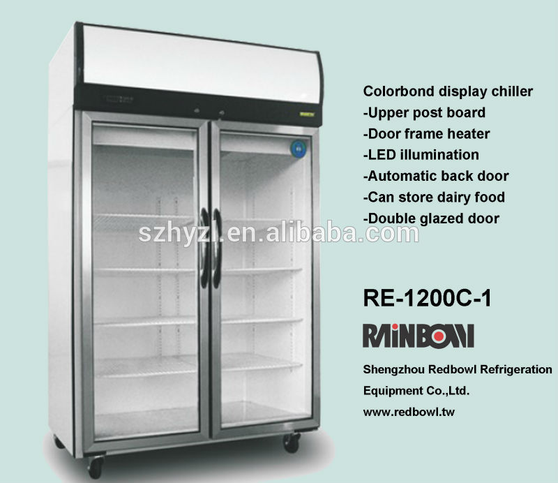 colorbond二枚のガラスのドア直立ショーケース冷凍機-冷蔵ショーケース問屋・仕入れ・卸・卸売り
