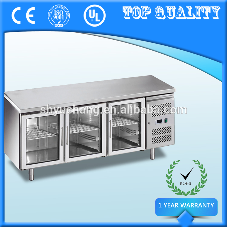 3枚の ガラス ドア商業下カウンター冷蔵庫、 ワーク ベンチ冷蔵庫-冷蔵ショーケース問屋・仕入れ・卸・卸売り