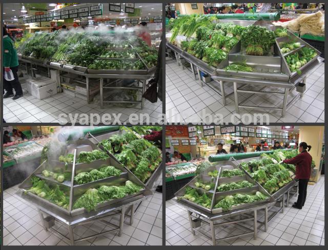 Apexスーパーマーケットの棚や食料品ステンレス鋼フルーツ野菜ディスプレイラック/野菜とフルーツディスプレイ棚-店舗用陳列棚問屋・仕入れ・卸・卸売り