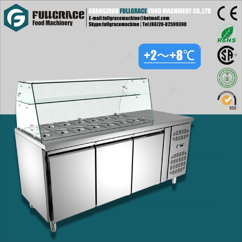 エネルギー- 効率的な業務用冷凍機器ガラスカウンターサラダディスプレイ冷蔵庫ブランドコンプレッサーによる-冷蔵ショーケース問屋・仕入れ・卸・卸売り