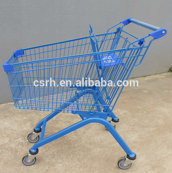 青ショッピングカートrh-se125展開パウダーコーティングされた食料品トロリー-ショッピングカート問屋・仕入れ・卸・卸売り