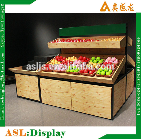 木材や金属フルーツ野菜ディスプレイラック棚用スーパーマーケット-店舗用陳列棚問屋・仕入れ・卸・卸売り