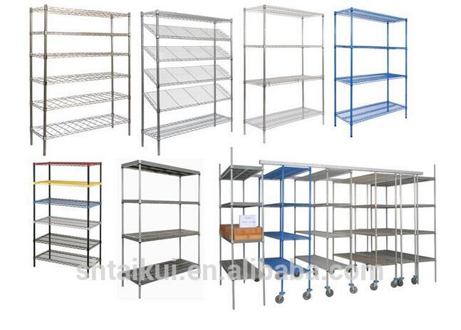 商業ステンレス鋼storage3-6段ワイヤー棚-店舗用陳列棚問屋・仕入れ・卸・卸売り