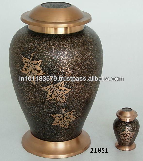 質感ブロンズ彫刻落ち葉真鍮壷で形見骨壷-葬祭用品問屋・仕入れ・卸・卸売り