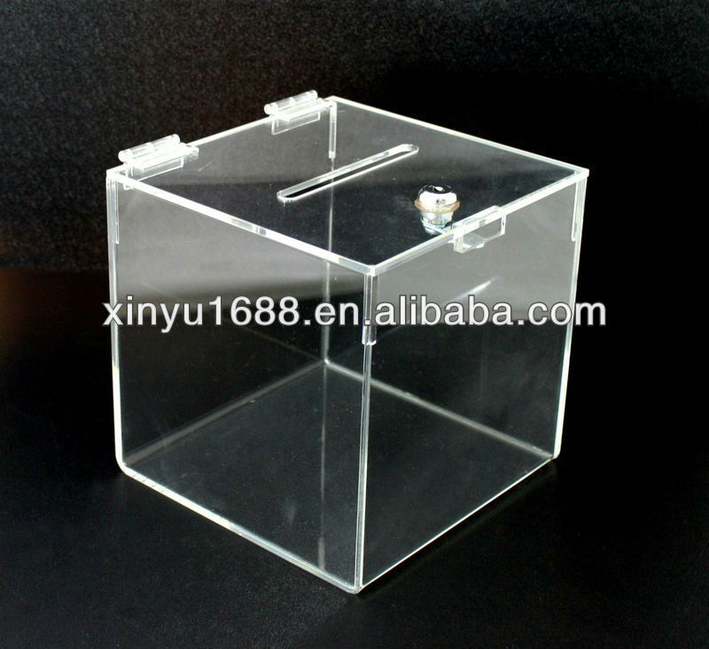 アクリル募金箱でロックとサインホルダー-ディスプレイラック問屋・仕入れ・卸・卸売り