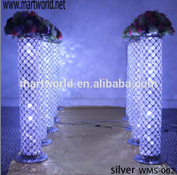 銀点灯柱列結婚式の装飾のための通路、 結婚式のための結婚式の柱の列通路( mws- 002)-ブライダル用品問屋・仕入れ・卸・卸売り