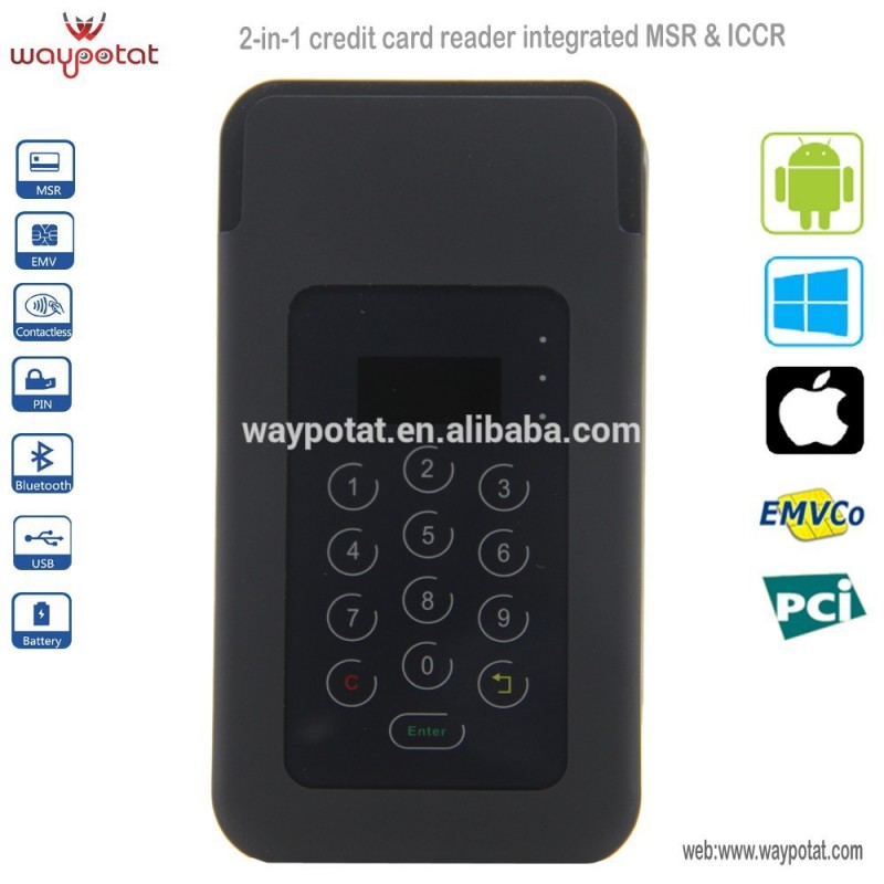 クレジットカードリーダーwaypotatモバイルブルートゥースrfid付き/vpos3356plusnfc-POSシステム問屋・仕入れ・卸・卸売り