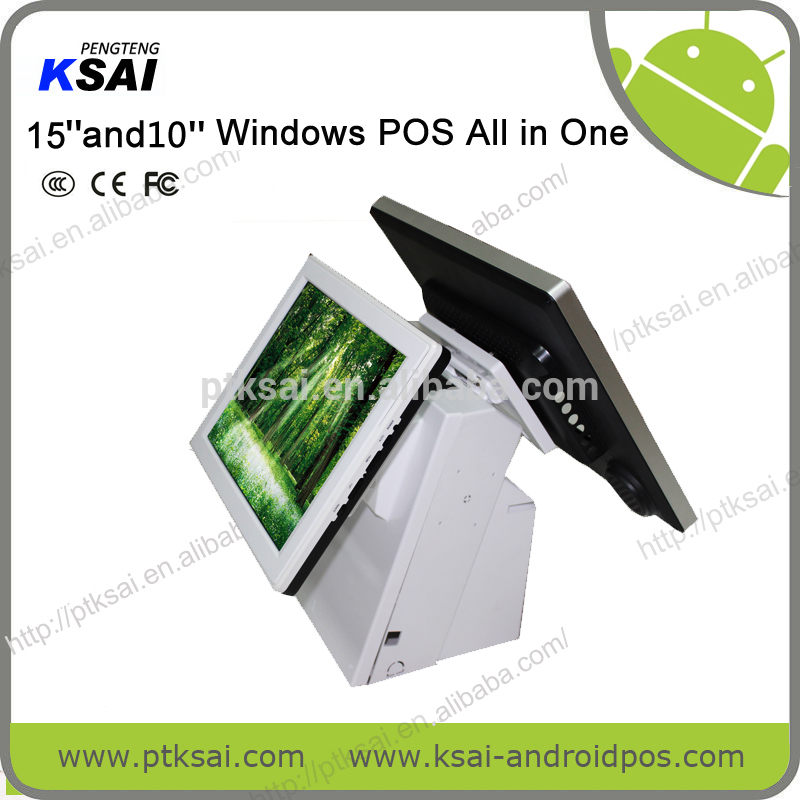 新しいもの、 2015、 デュアルスクリーン、 15"、 10"、 静電容量式タッチスクリーン。 窓posオールインワン-POSシステム問屋・仕入れ・卸・卸売り