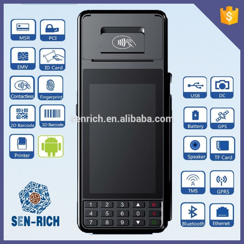 オールインワンのandriod os pos端末で支払い、iccr、msr、rfid、プリンタ、指紋-POSシステム問屋・仕入れ・卸・卸売り