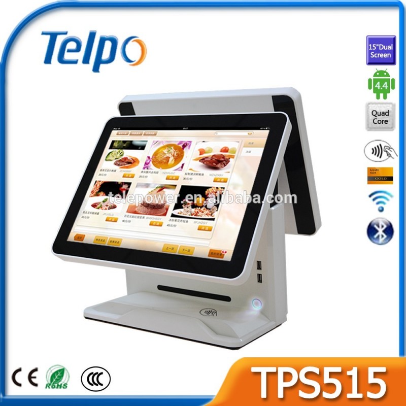 Telepower TPS515 8ギガバイトフラッシュアンドロイド4.4二つのタッチスクリーンテーブルpos-POSシステム問屋・仕入れ・卸・卸売り