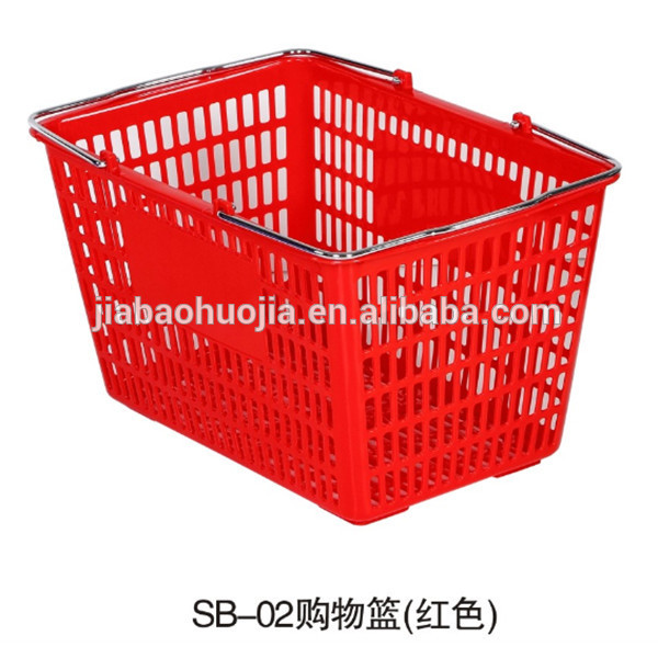 小売バスケットプラスチック素材ハンギングバスケット車輪が付いているjiebao sb-ショッピングバスケット問屋・仕入れ・卸・卸売り