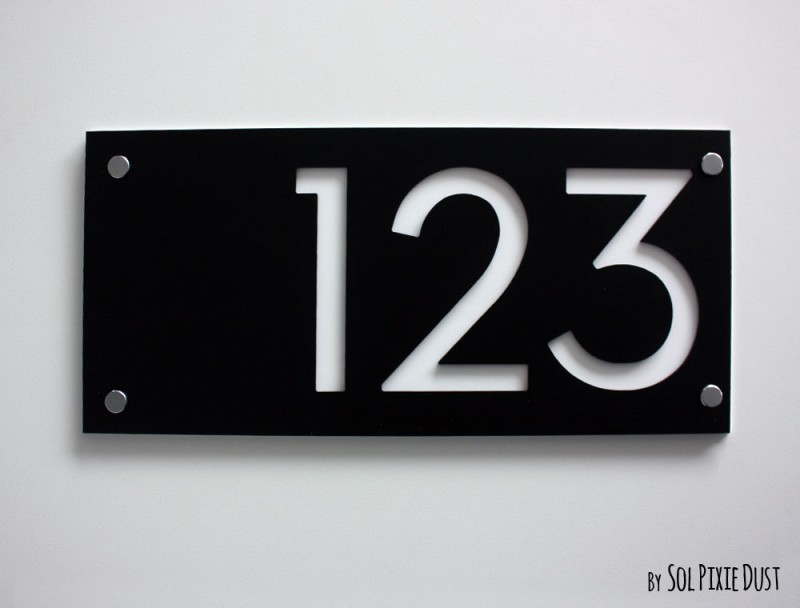 現代住居番号、長方形ブラック&ホワイトプラークのドア番号記号-その他店舗用設備問屋・仕入れ・卸・卸売り