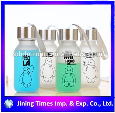 ハンドロープbaymaxすりガラスカップボトル145ミリリットル300ミリリットル430ミリリットル、ポータブルbaymaxデザインforstedガラス水カップボトルふた付き-グラス問屋・仕入れ・卸・卸売り