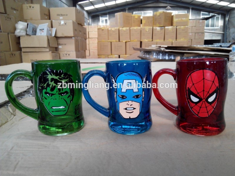 スクリーン印刷ガラスヒーローシリーズ飲料マグカップ-グラス問屋・仕入れ・卸・卸売り