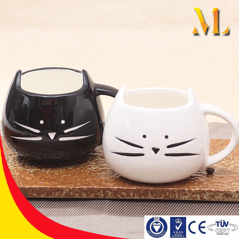 MLB-1655クリエイティブセラミックマグ猫スタイルデザインマグコーヒーカップ愛好マグカップかわいい誕生日ギフト(白、黒)-マグカップ問屋・仕入れ・卸・卸売り