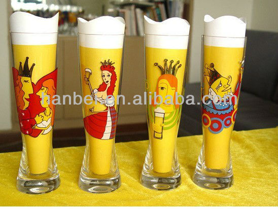 ホット販売ファンシー印刷ガラスビールマグ-カップ、ソーサー問屋・仕入れ・卸・卸売り