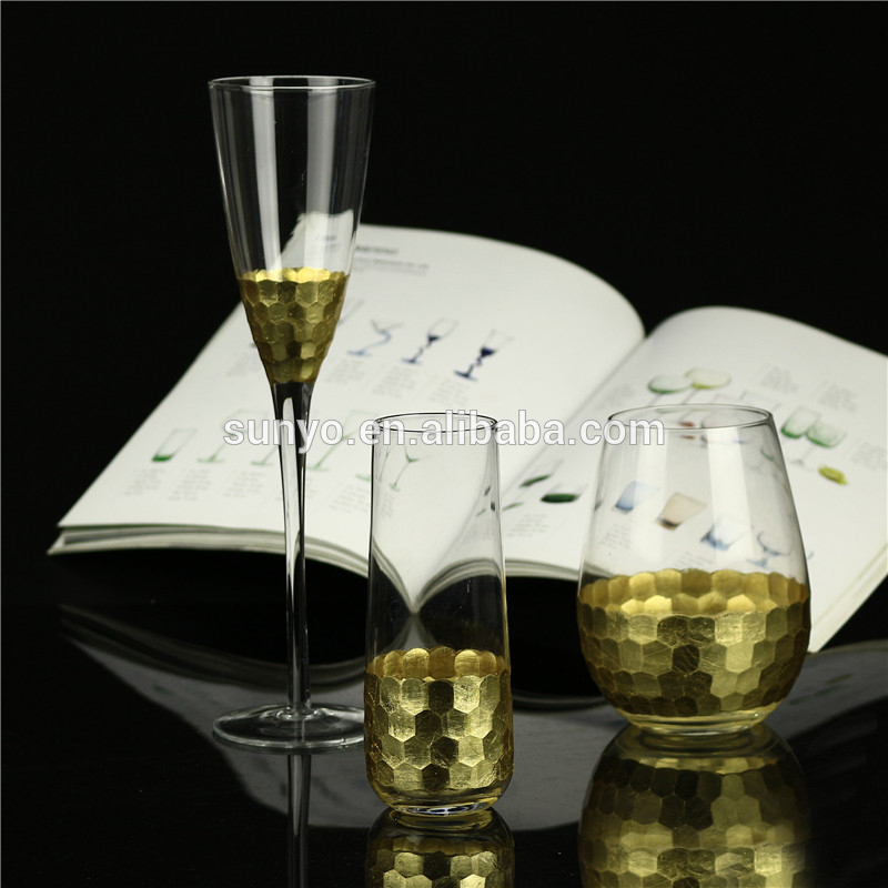 金メッキ銀メッキハニカム無鉛クリスタル飲料ガラスセット高品質のワインシャンパングラスのセット-グラス問屋・仕入れ・卸・卸売り